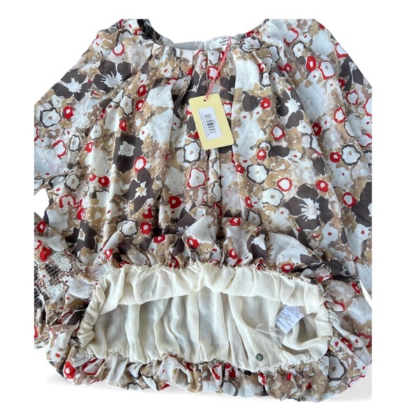 NWT Entro Women's Floral Print Blouse Long Sleeve Gathered Cuff Round Neck - Picture 9 of 11